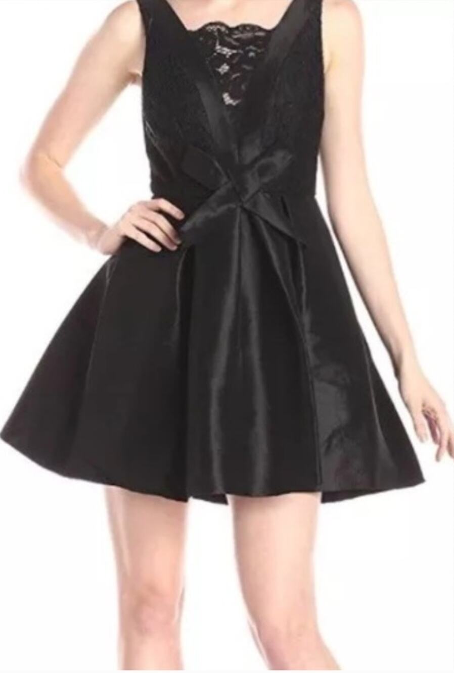 CeCe by Cynthia Steffe Black Lace Satin Mini Dress Size 6